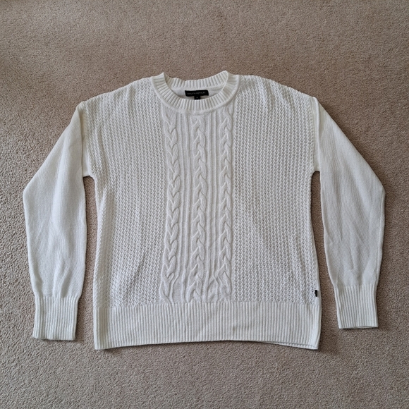 Banana Republic Cream Sweater Womens Medium Cable Knit Crewneck - Picture 11 of 12